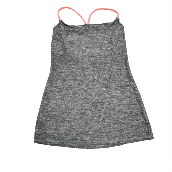 Lululemon Womens Dancing Warrior Tank 6 Heathered Slate Grapefruit Strap… - Picture 2 of 8